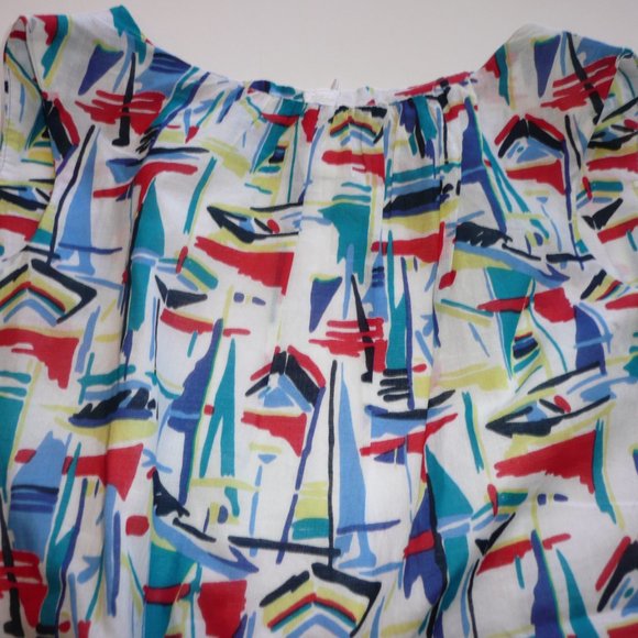 Milly Minis Sailboats Graphics Drop Waist Ruffle Girl Size 8 Summer Cotton Dress - Picture 4 of 8